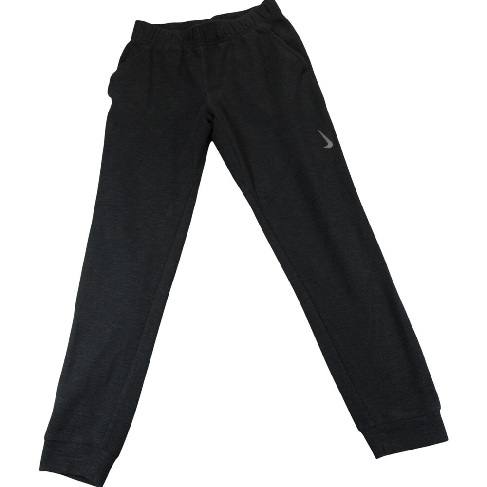 Nike Mens Yoga Sweat Pants Jogger S Standard Fit Black Heathered DRI FIT Elastic